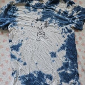 Abercrombie And Fitch Snoopy Peanuts Joe Cool Tye Dye T Shirt Blue Medium
